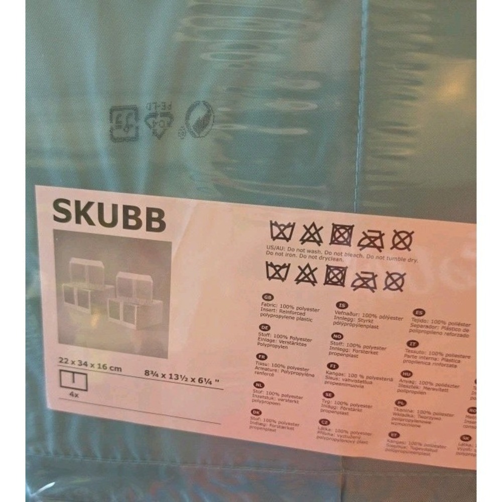 Brand new sealed IKEA SKUBB storage boxes, set of 4. Light teal/mint green color